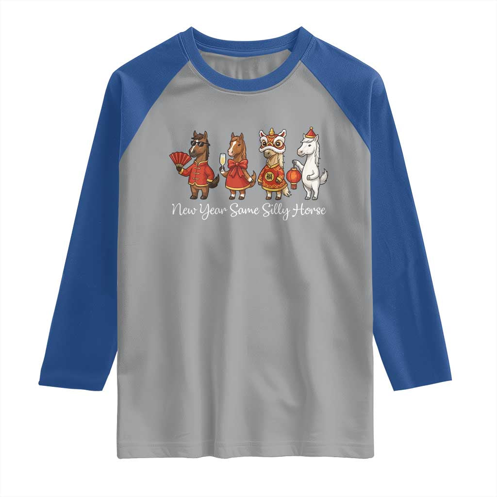 Funny Chinese New Year 2026 Raglan Shirt New Year Same Silly Horse - Wonder Print Shop