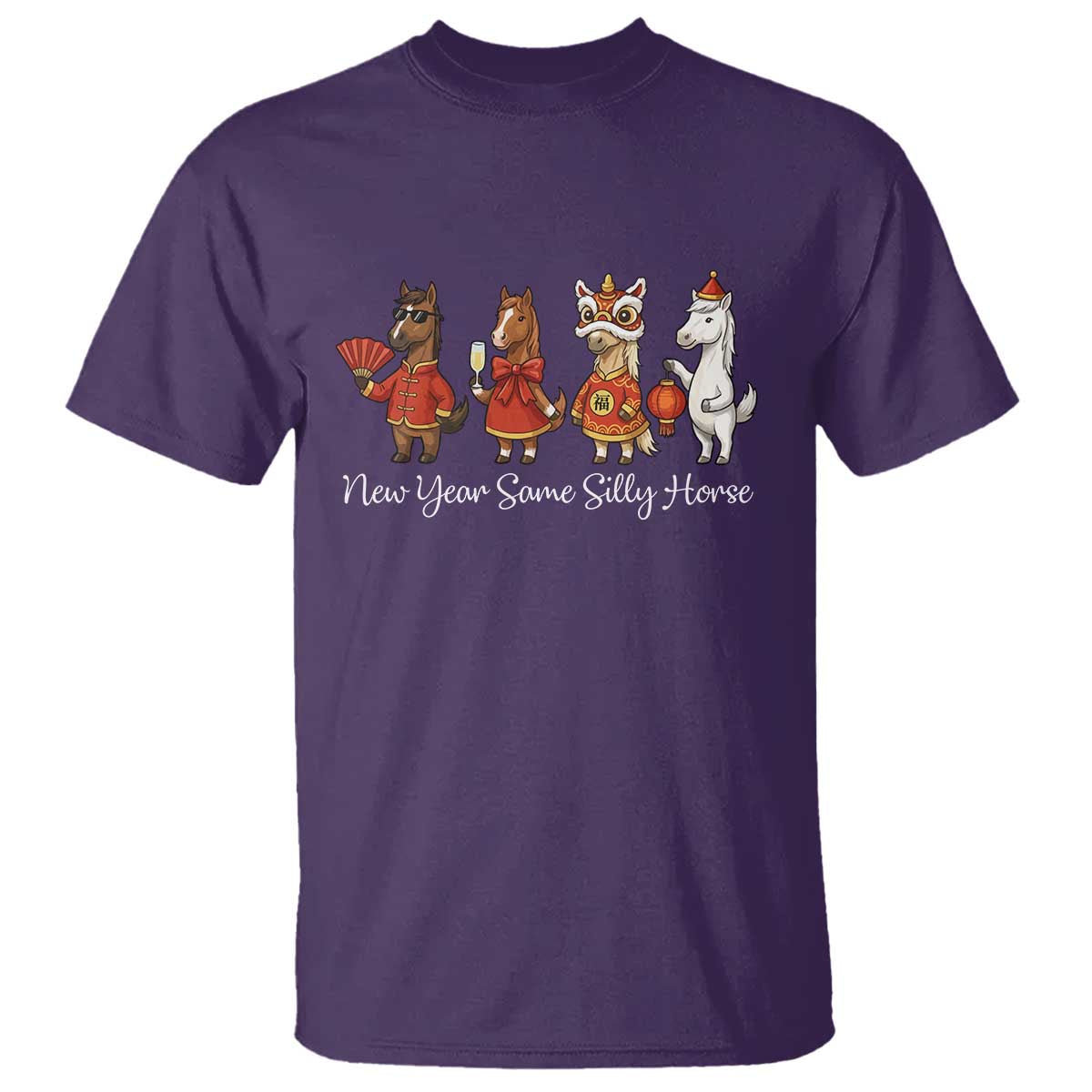 Funny Chinese New Year 2026 T Shirt New Year Same Silly Horse - Wonder Print Shop