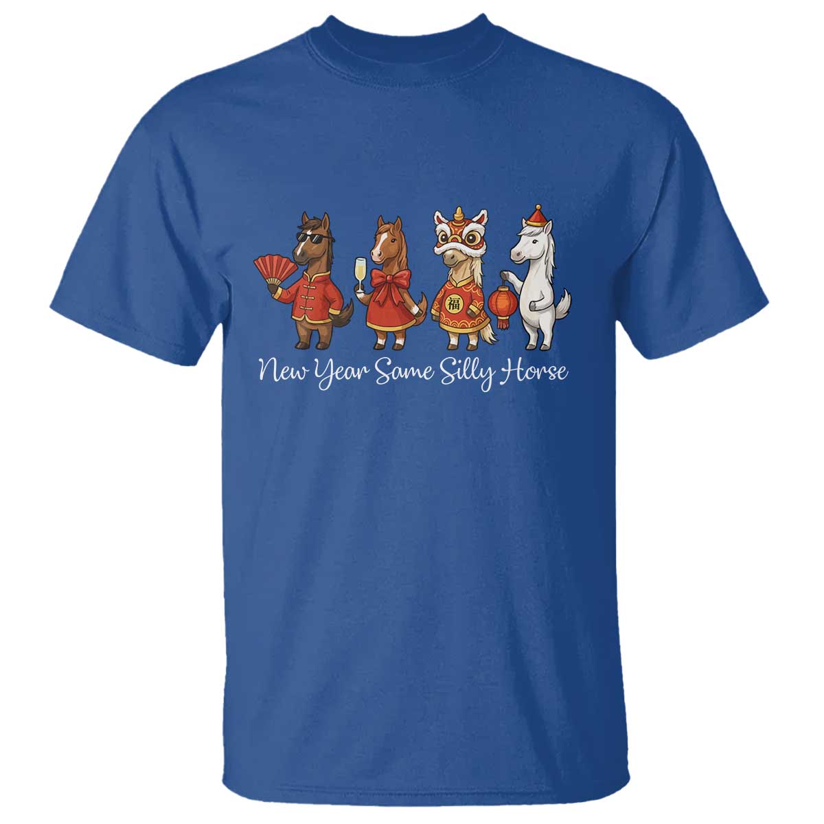 Funny Chinese New Year 2026 T Shirt New Year Same Silly Horse - Wonder Print Shop