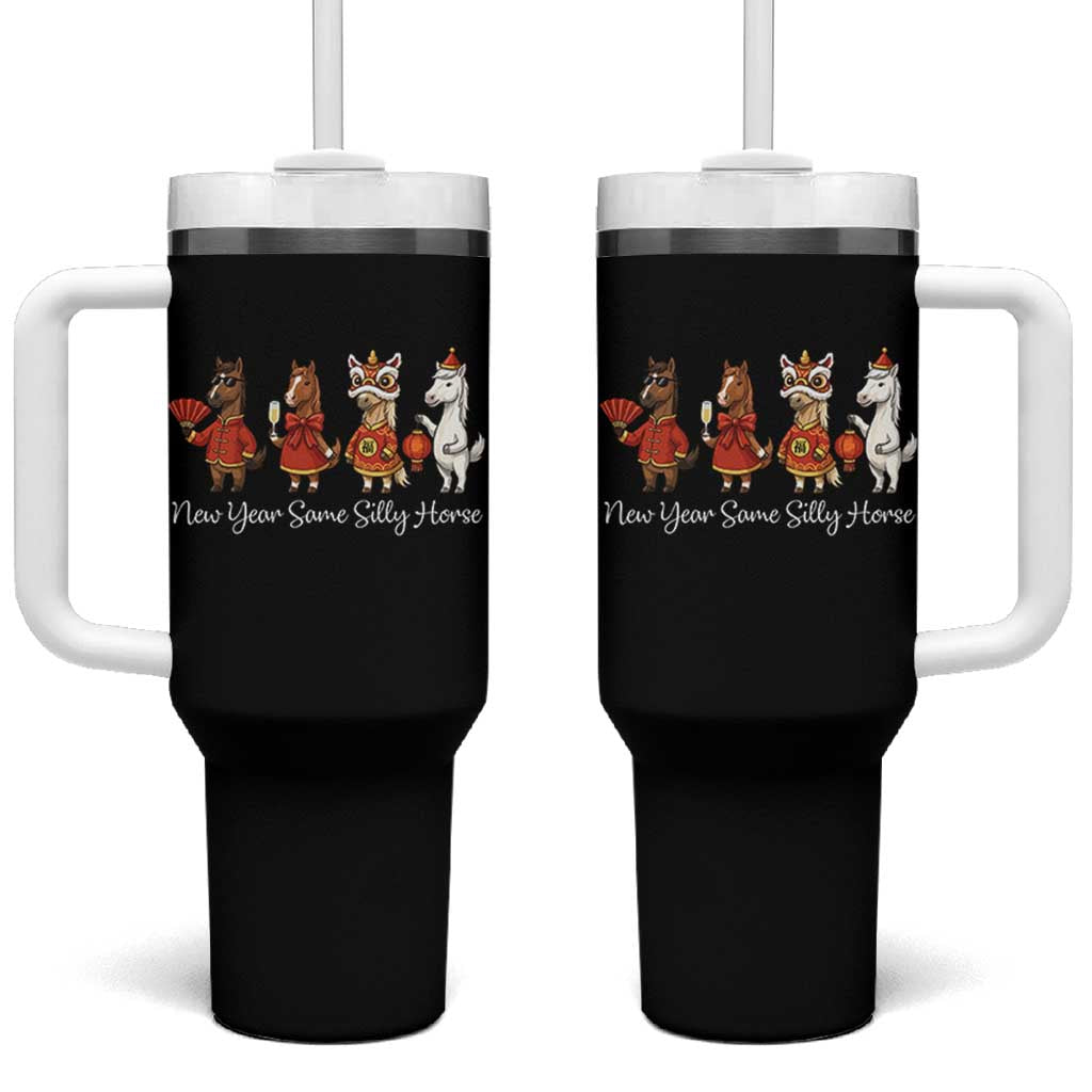 Funny Chinese New Year 2026 Tumbler With Handle New Year Same Silly Horse - Wonder Print Shop
