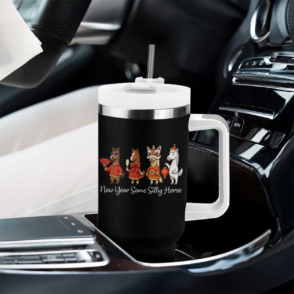 Funny Chinese New Year 2026 Tumbler With Handle New Year Same Silly Horse - Wonder Print Shop