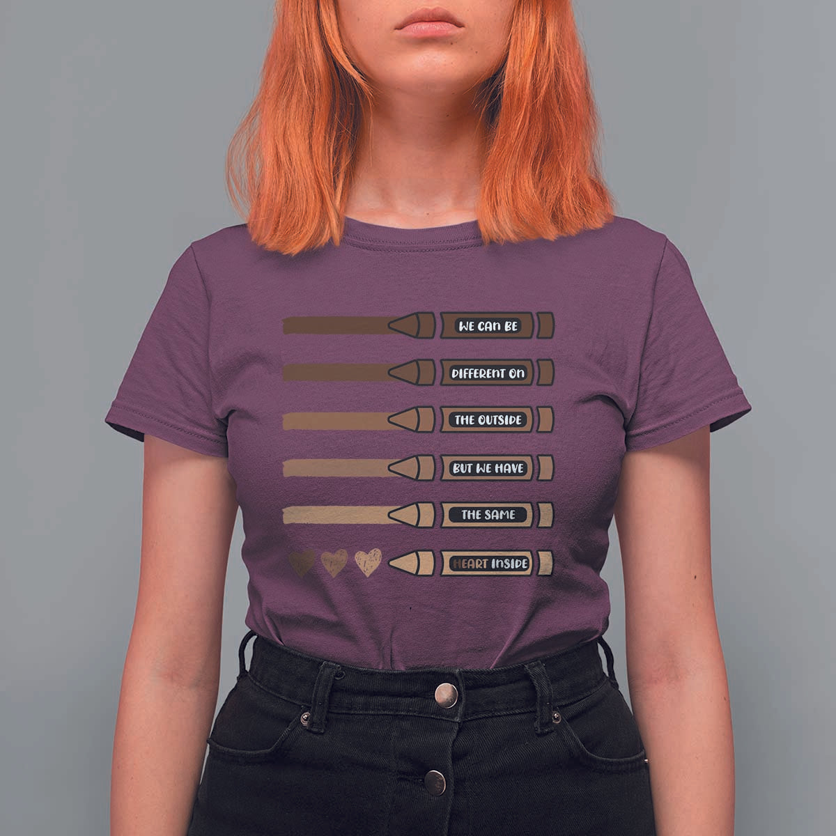 Melanin Black Teacher T Shirt For Women We Can Be Different On The Outside But We Have The Same Heart Inside