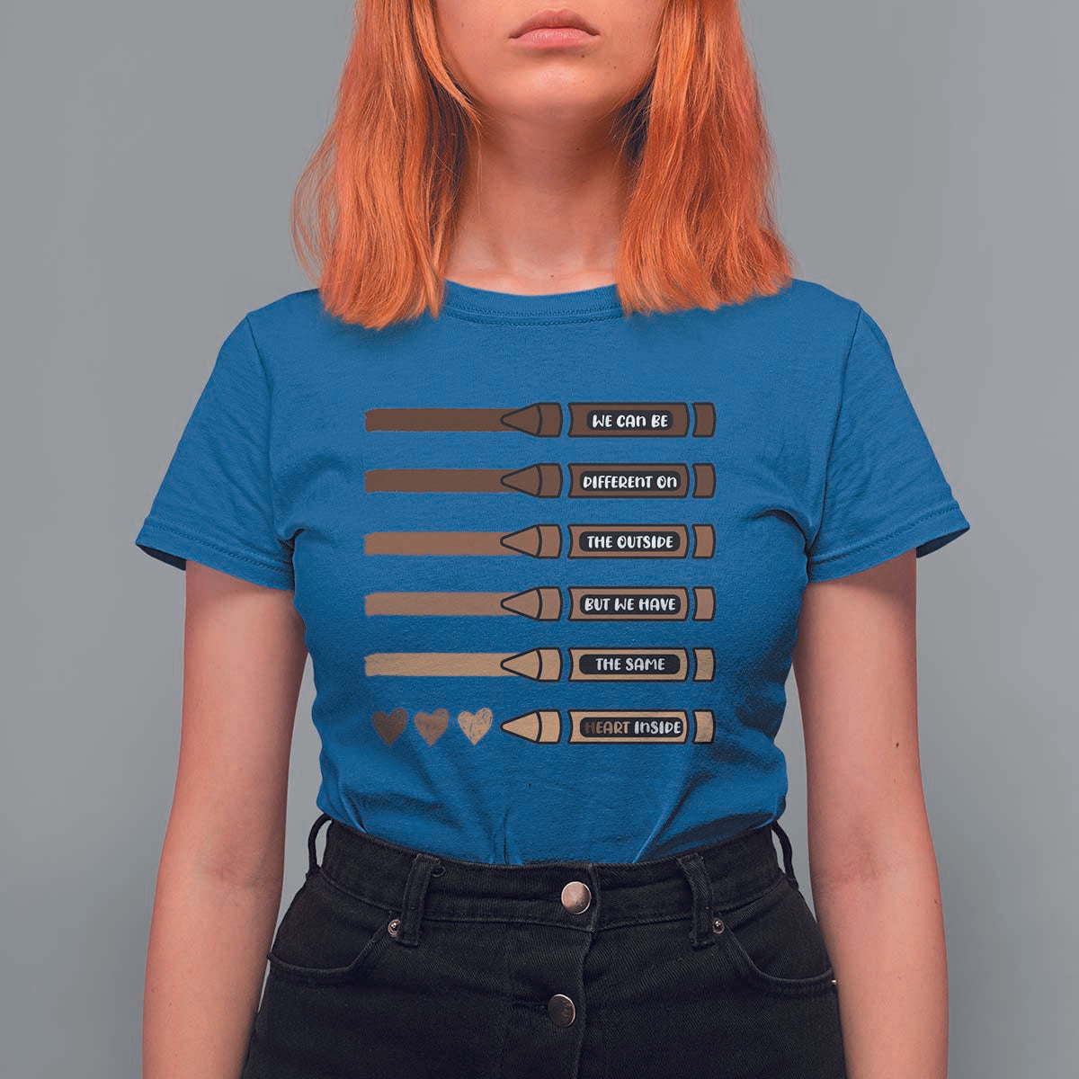 Melanin Black Teacher T Shirt For Women We Can Be Different On The Outside But We Have The Same Heart Inside