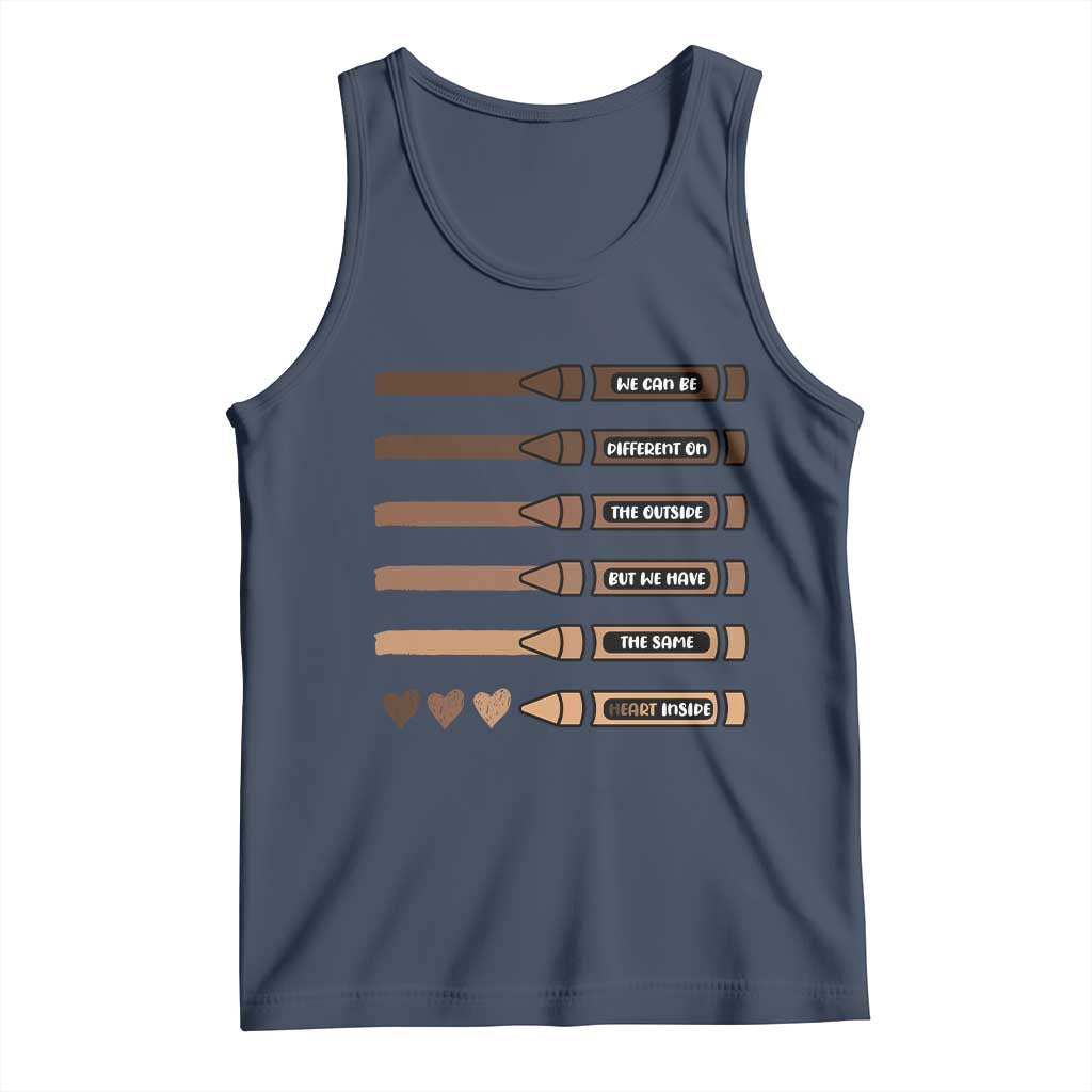 Melanin Black Teacher Tank Top We Can Be Different On The Outside But We Have The Same Heart Inside