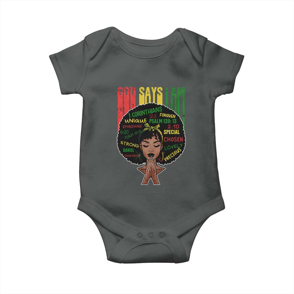 Proud Black African American Baby Onesie God Says I Am Black History Month Afro Girl