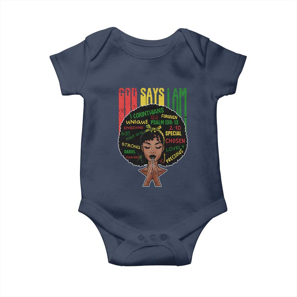 Proud Black African American Baby Onesie God Says I Am Black History Month Afro Girl