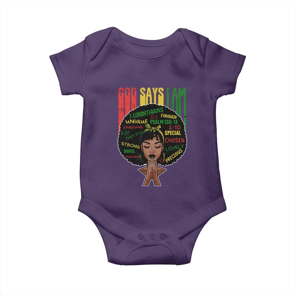 Proud Black African American Baby Onesie God Says I Am Black History Month Afro Girl