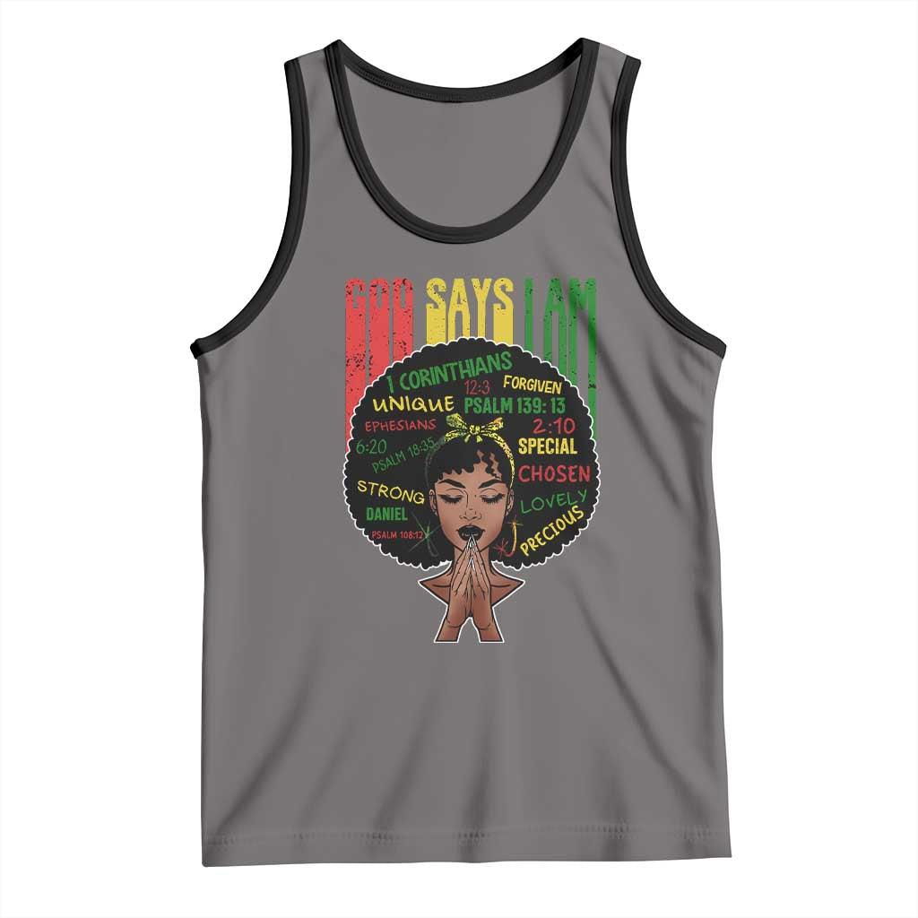 Proud Black African American Tank Top God Says I Am Black History Month Afro Girl