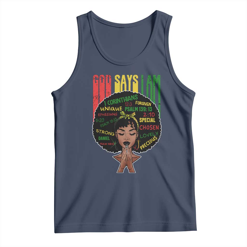 Proud Black African American Tank Top God Says I Am Black History Month Afro Girl
