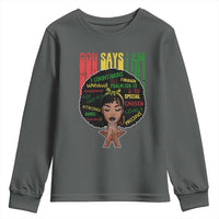 Proud Black African American Youth Sweatshirt God Says I Am Black History Month Afro Girl