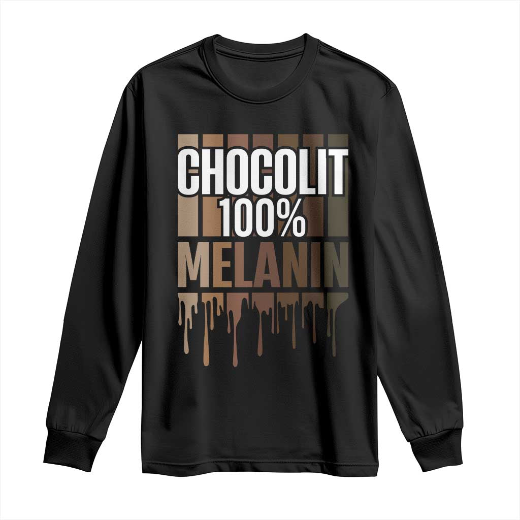 Funny Chocolit 100% Long Sleeve Shirt African American Melanin Black Pride