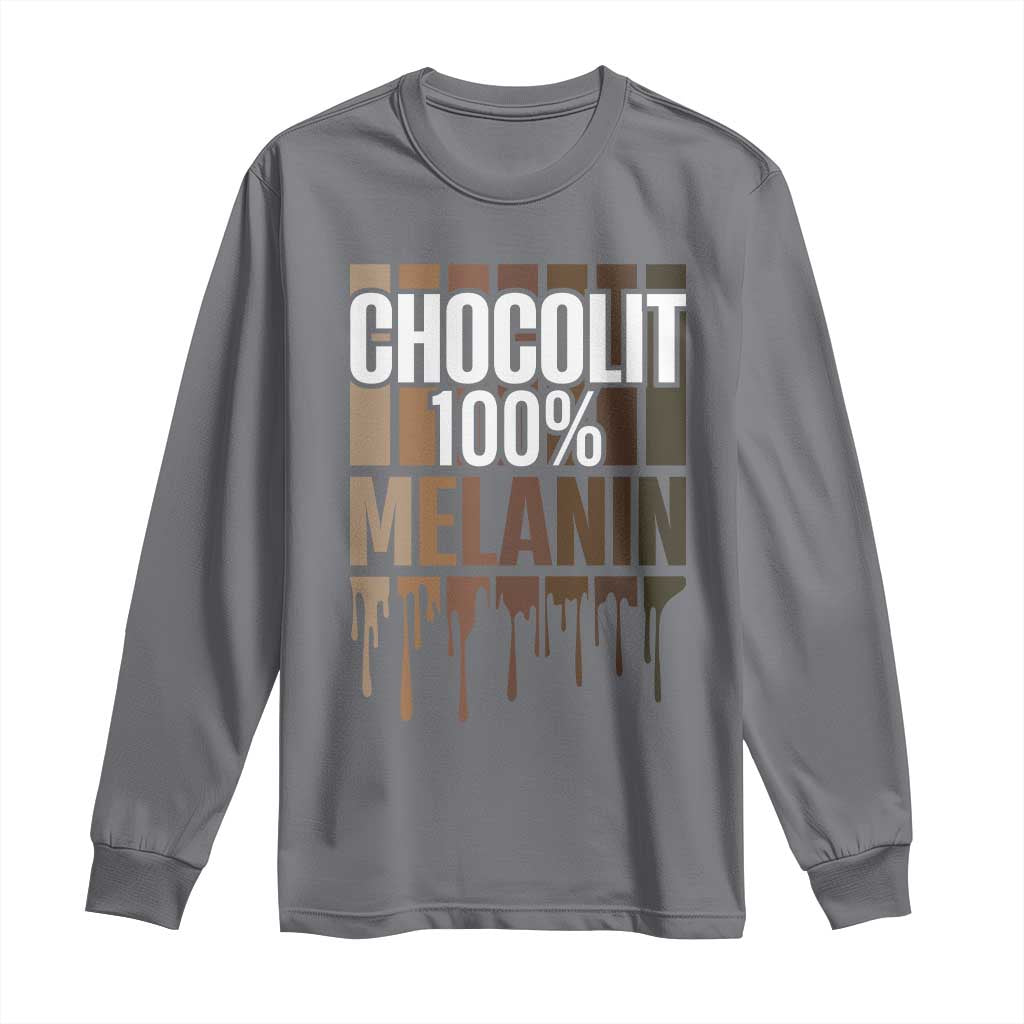 Funny Chocolit 100% Long Sleeve Shirt African American Melanin Black Pride