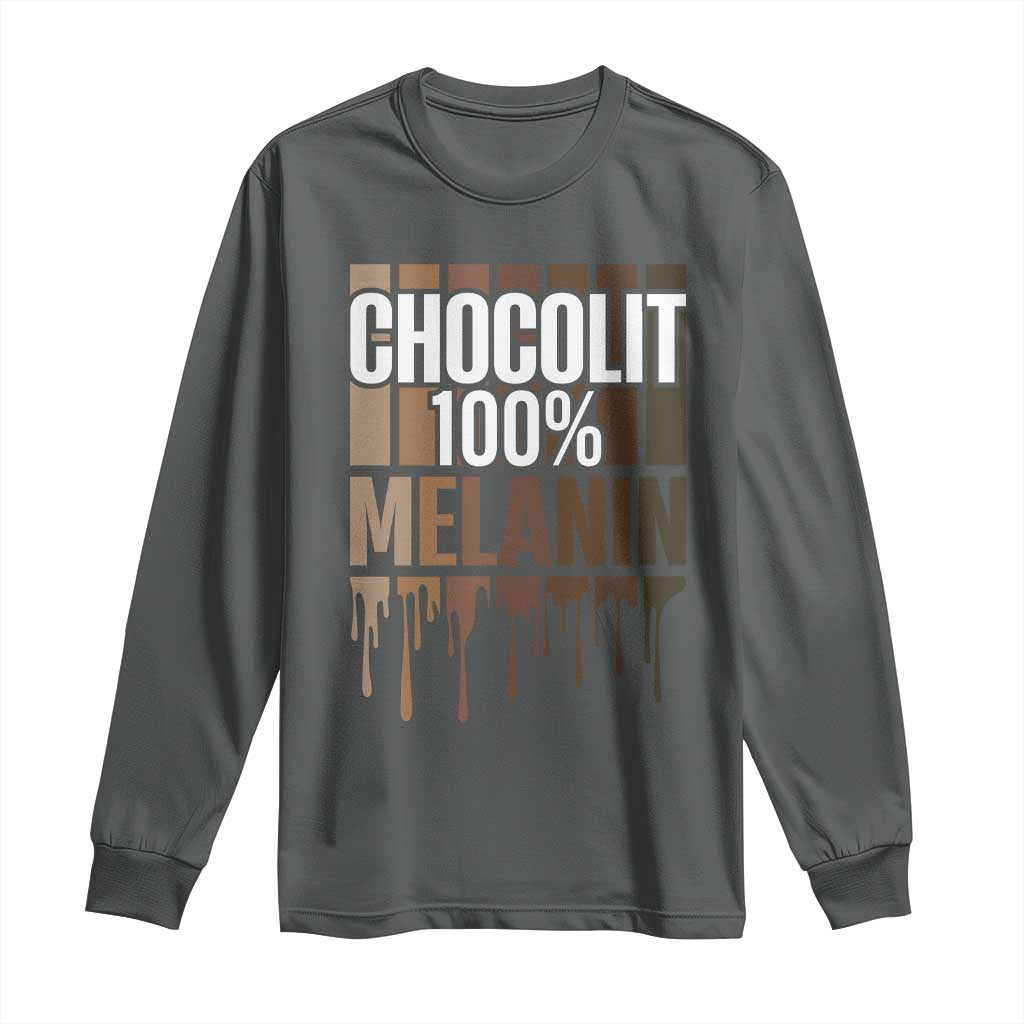 Funny Chocolit 100% Long Sleeve Shirt African American Melanin Black Pride