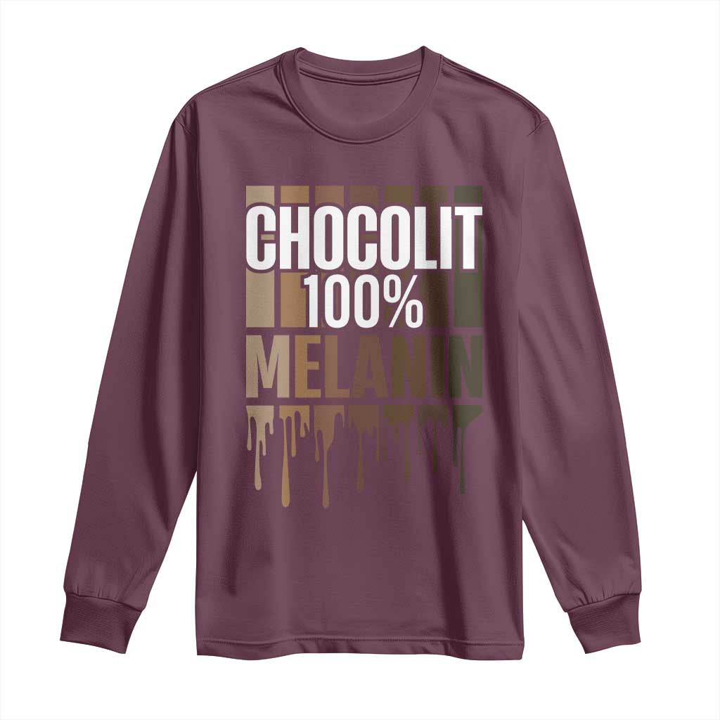 Funny Chocolit 100% Long Sleeve Shirt African American Melanin Black Pride