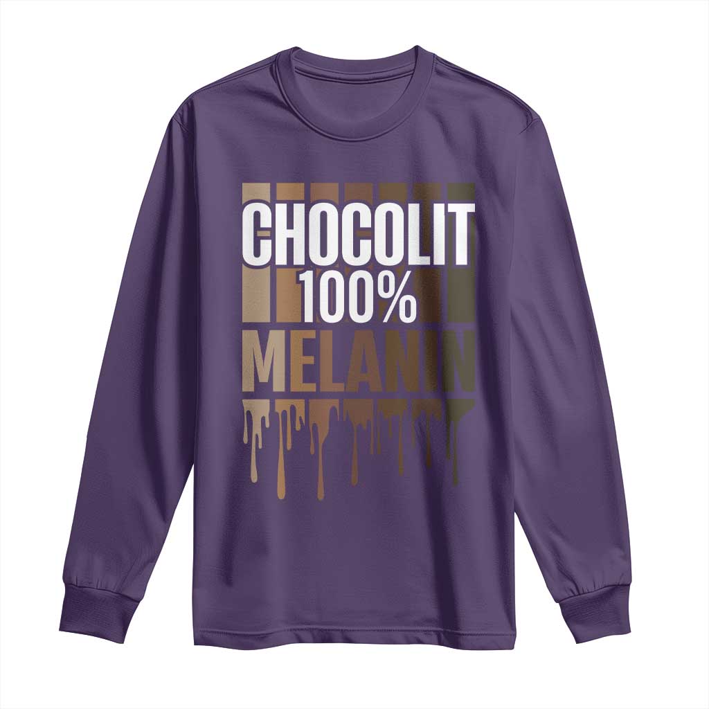 Funny Chocolit 100% Long Sleeve Shirt African American Melanin Black Pride