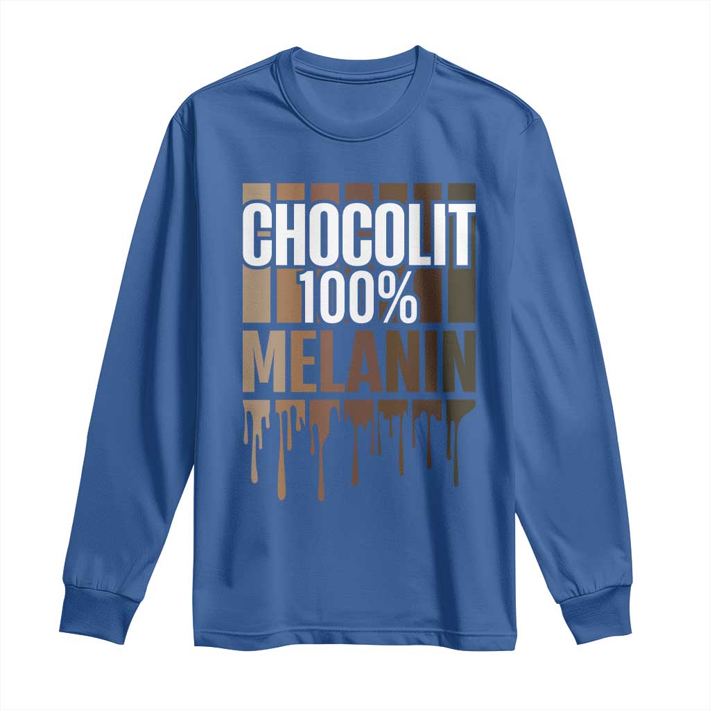 Funny Chocolit 100% Long Sleeve Shirt African American Melanin Black Pride