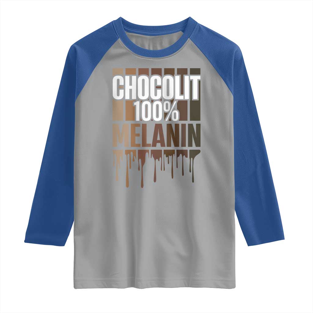 Funny Chocolit 100% Raglan Shirt African American Melanin Black Pride