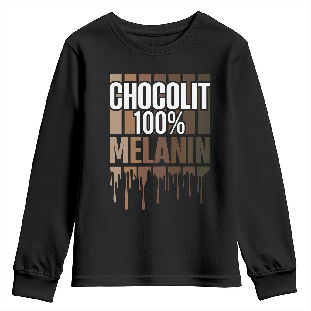 Funny Chocolit 100% Youth Sweatshirt African American Melanin Black Pride