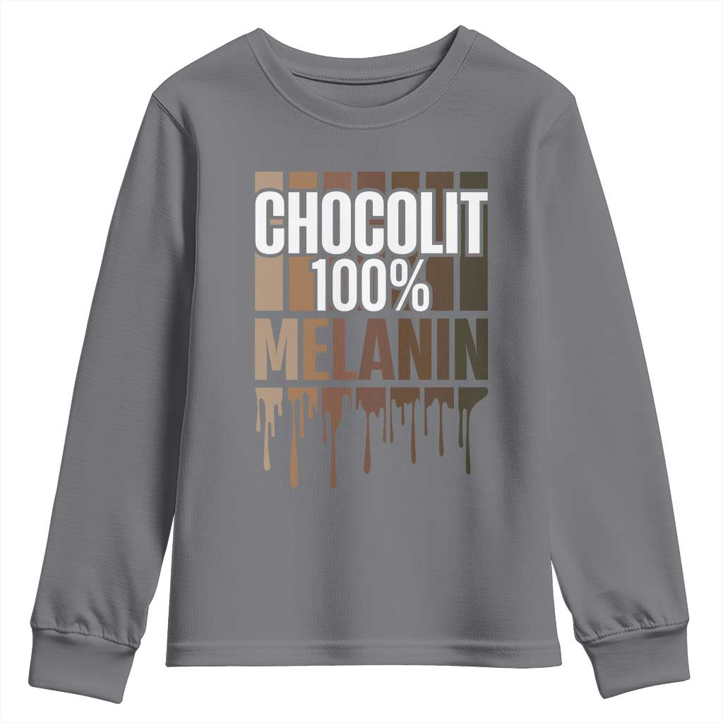 Funny Chocolit 100% Youth Sweatshirt African American Melanin Black Pride