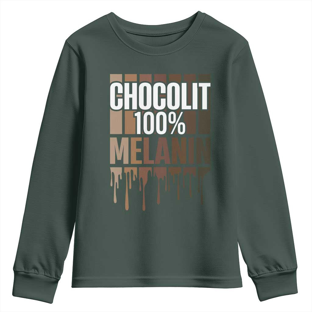 Funny Chocolit 100% Youth Sweatshirt African American Melanin Black Pride