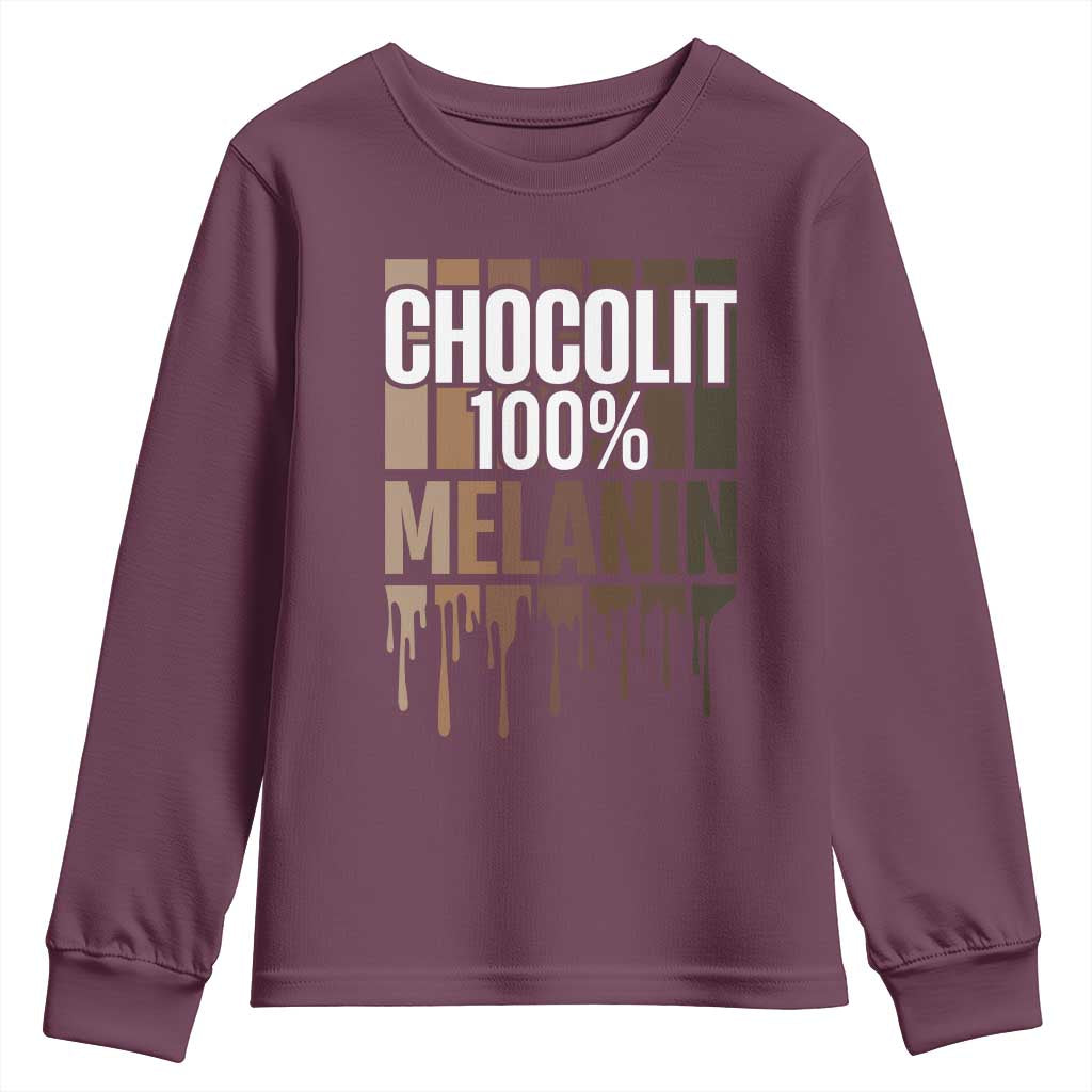 Funny Chocolit 100% Youth Sweatshirt African American Melanin Black Pride