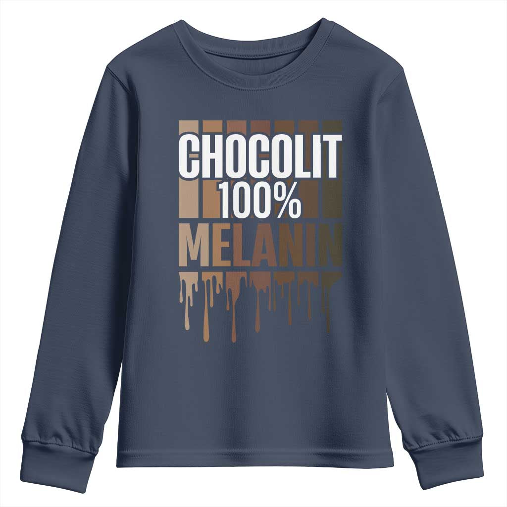 Funny Chocolit 100% Youth Sweatshirt African American Melanin Black Pride