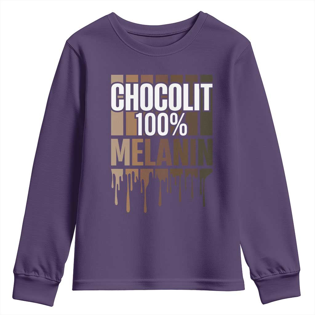 Funny Chocolit 100% Youth Sweatshirt African American Melanin Black Pride
