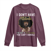 Proud Black African American Long Sleeve Shirt I Don't Have Attitude I've Got A Personality Glitter Print