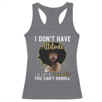 Proud Black African American Racerback Tank Top I Don't Have Attitude I've Got A Personality Glitter Print