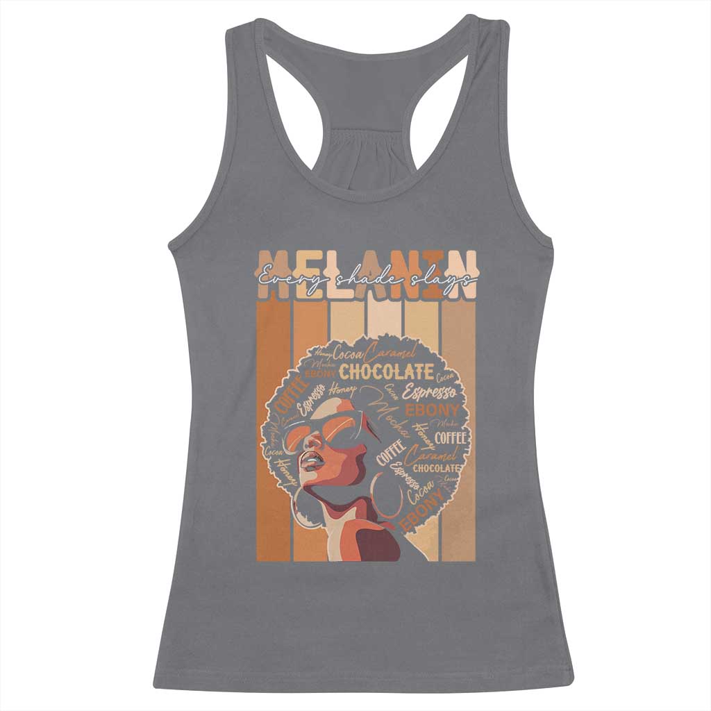 Melanin Every Shade Slays Racerback Tank Top Melanin Afro Queen African American Pride