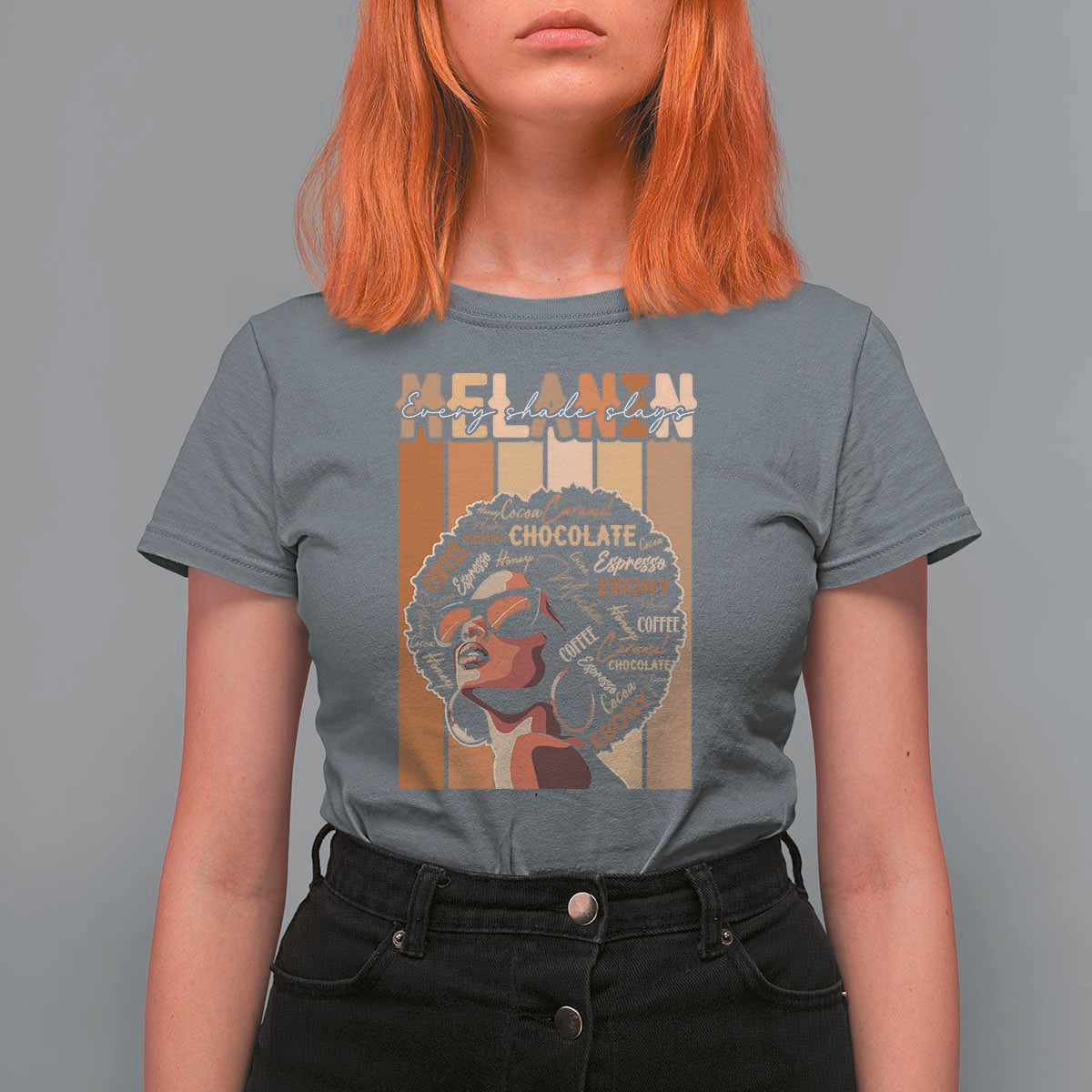 Melanin Every Shade Slays T Shirt For Women Melanin Afro Queen African American Pride