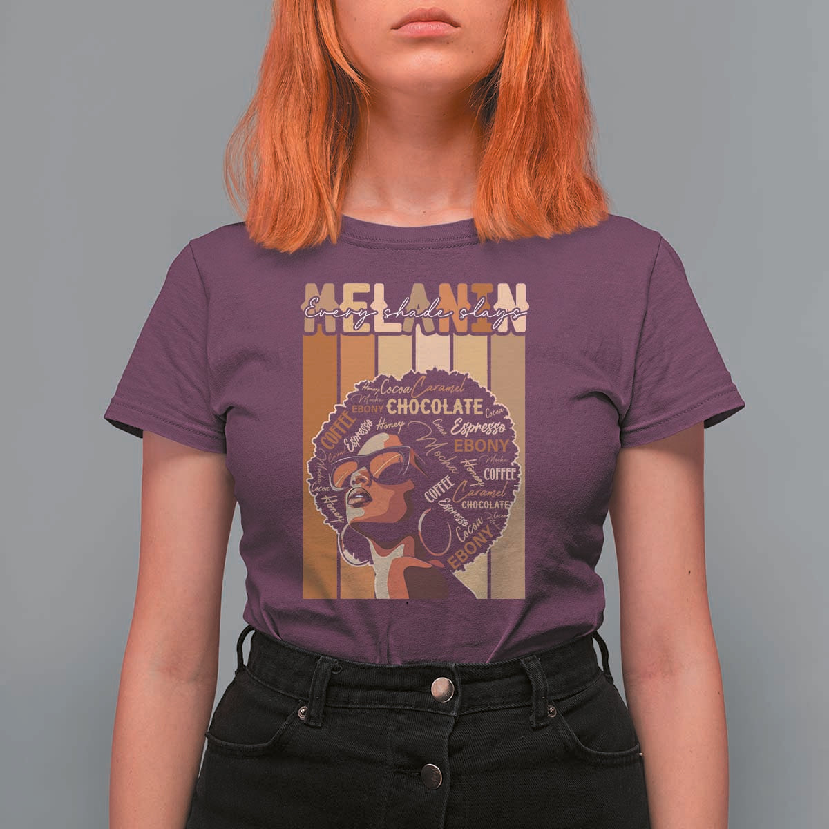 Melanin Every Shade Slays T Shirt For Women Melanin Afro Queen African American Pride