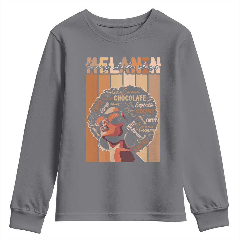Melanin Every Shade Slays Youth Sweatshirt Melanin Afro Queen African American Pride