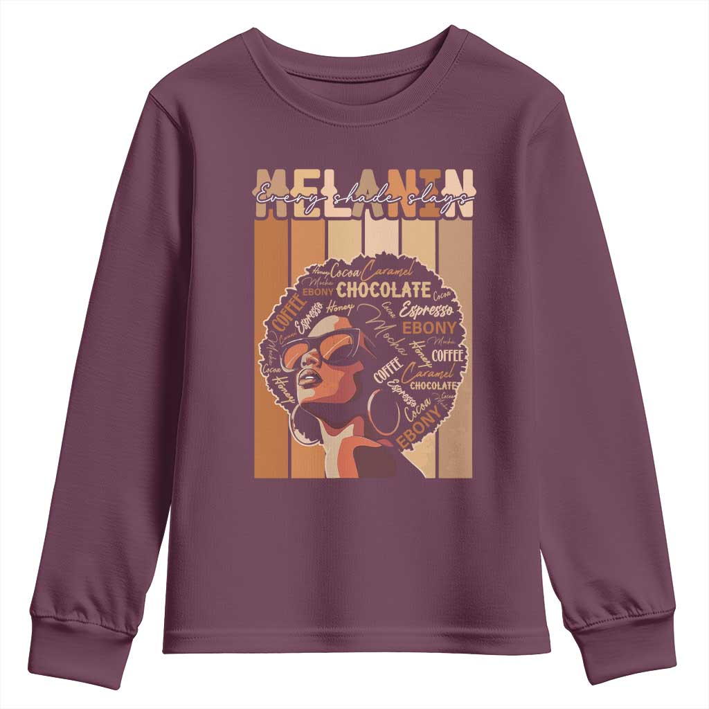 Melanin Every Shade Slays Youth Sweatshirt Melanin Afro Queen African American Pride