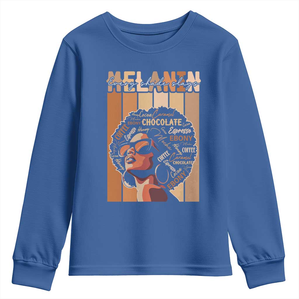 Melanin Every Shade Slays Youth Sweatshirt Melanin Afro Queen African American Pride