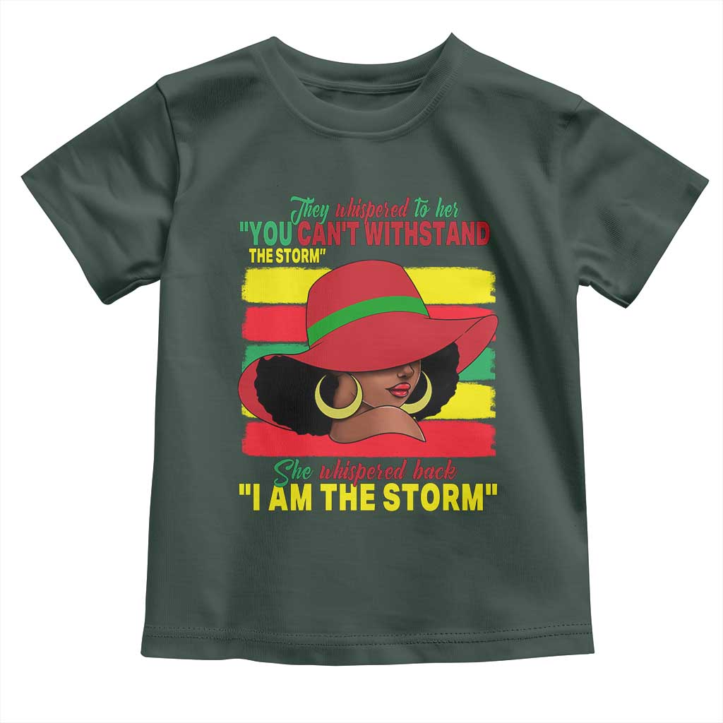 Proud Black African American Toddler T Shirt They Whispered To Her You Can't Withstand The Storm Black History Month