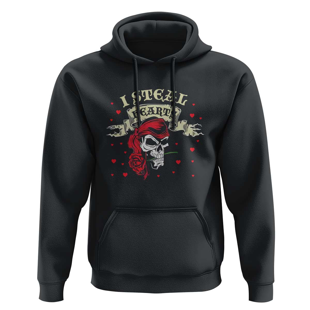 Funny Valentine's Day Pirate Hoodie I Steal Hearts Rose