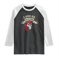 Funny Valentine's Day Pirate Raglan Shirt I Steal Hearts Rose