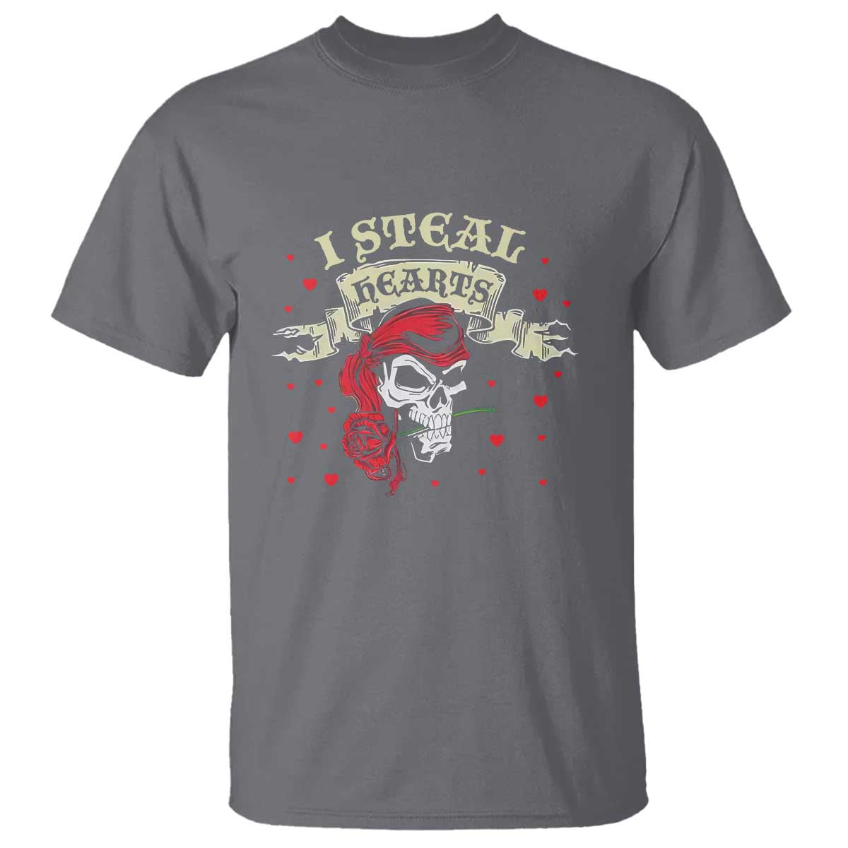 Funny Valentine's Day Pirate T Shirt I Steal Hearts Rose