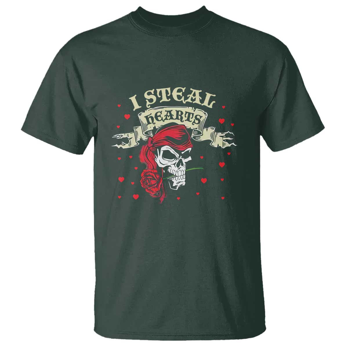 Funny Valentine's Day Pirate T Shirt I Steal Hearts Rose