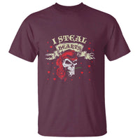 Funny Valentine's Day Pirate T Shirt I Steal Hearts Rose