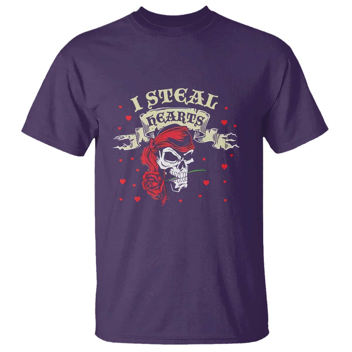 Funny Valentine's Day Pirate T Shirt I Steal Hearts Rose