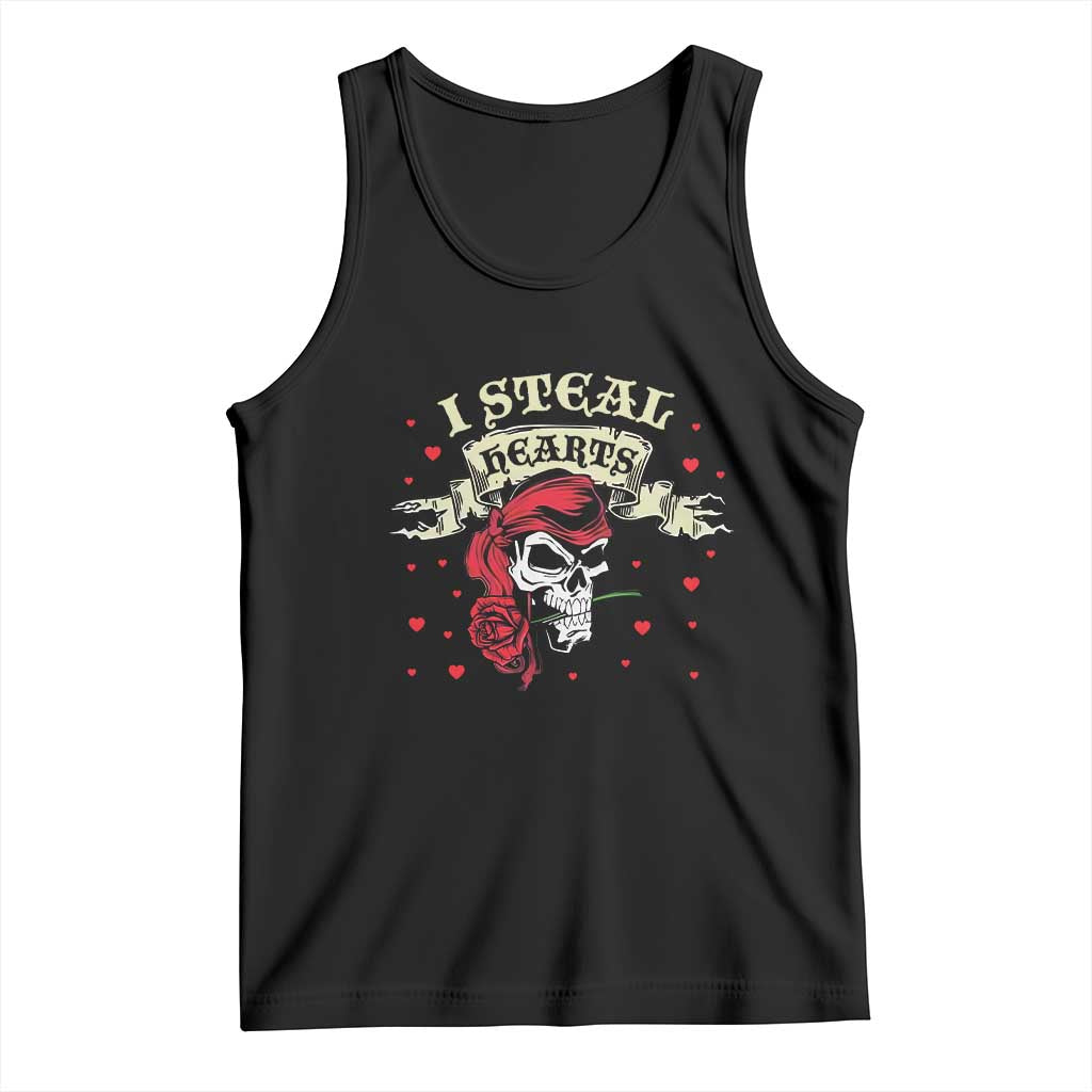 Funny Valentine's Day Pirate Tank Top I Steal Hearts Rose
