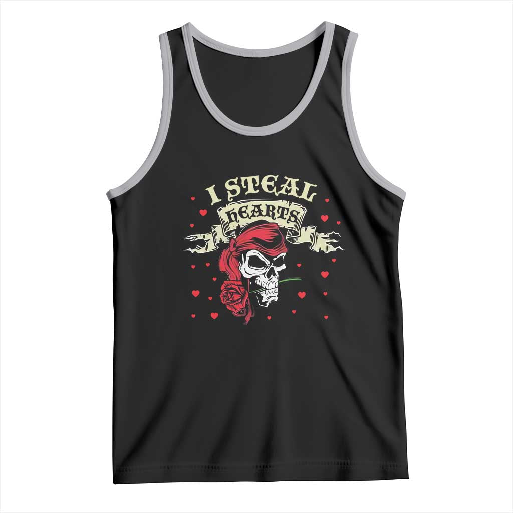 Funny Valentine's Day Pirate Tank Top I Steal Hearts Rose