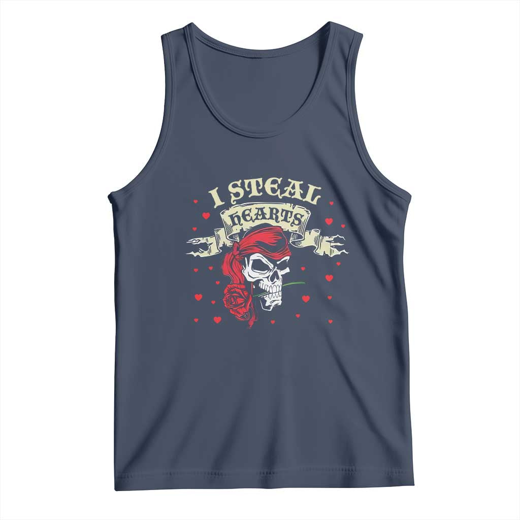 Funny Valentine's Day Pirate Tank Top I Steal Hearts Rose