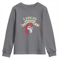 Funny Valentine's Day Pirate Youth Sweatshirt I Steal Hearts Rose