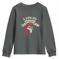 Funny Valentine's Day Pirate Youth Sweatshirt I Steal Hearts Rose