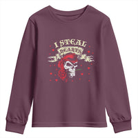 Funny Valentine's Day Pirate Youth Sweatshirt I Steal Hearts Rose