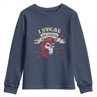 Funny Valentine's Day Pirate Youth Sweatshirt I Steal Hearts Rose