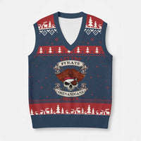 Let The Pirate Shenanigans Begin V-Neck Knit Sweater Vest Funny Crossbones Freebooter - Wonder Print Shop